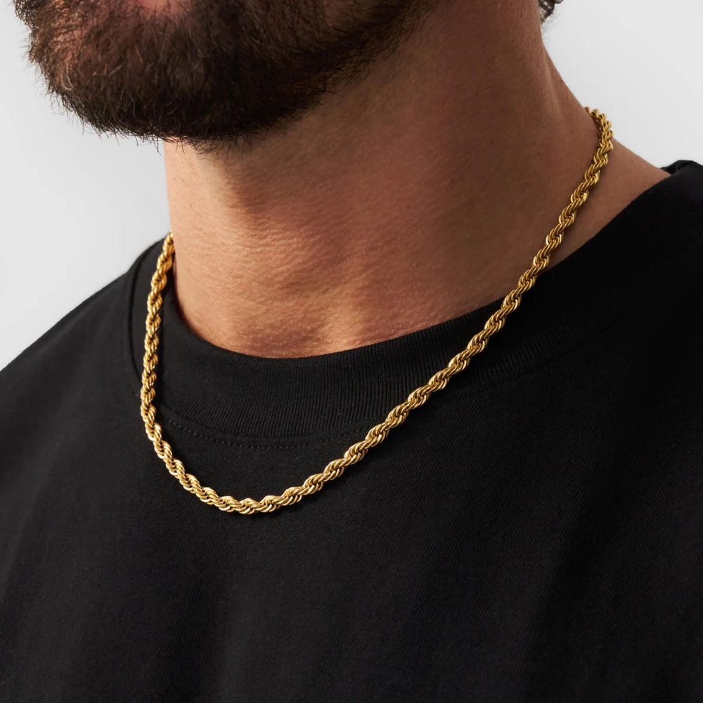 18K Gold Plated Beatrice 5mm Rope Chain Necklace*Unisex Necklace*Chunky*Men’s